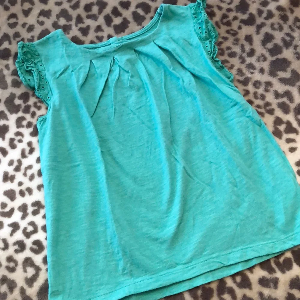 GapKids  Eyelet Cap Sleeve Top Blue Green Size 10 Girls